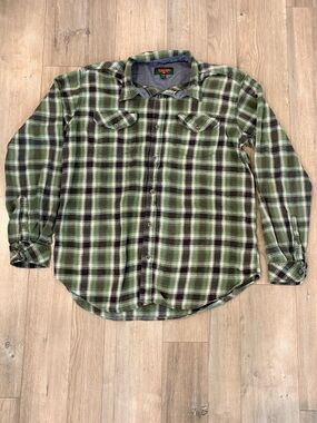 Green Plaid Long-Sleeve Shirt - Unbranded